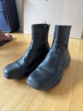 Prada Black Leather Mid-Calf Zip Boots